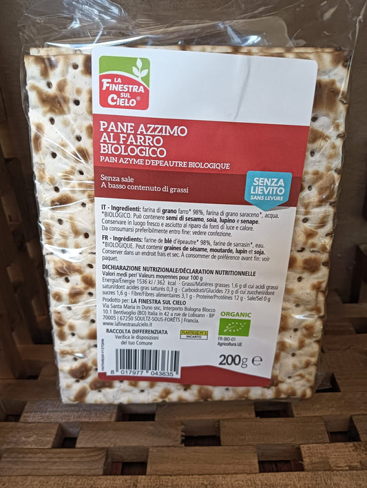 LA FINESTRA SUL CIELO Pane Azzimo di Farro Bio