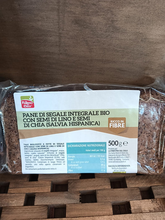 LA FINESTRA SUL CIELO Pane  di Segale Integrale BIO con semi di lino e chia